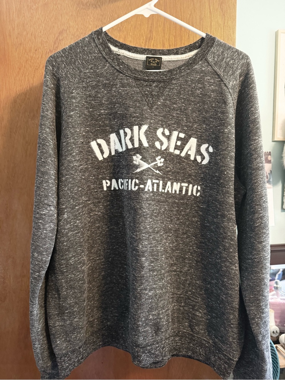Unisex-Dark Seas Pacific-Atlantic Heather Charcoal Crewneck Sweatshirt